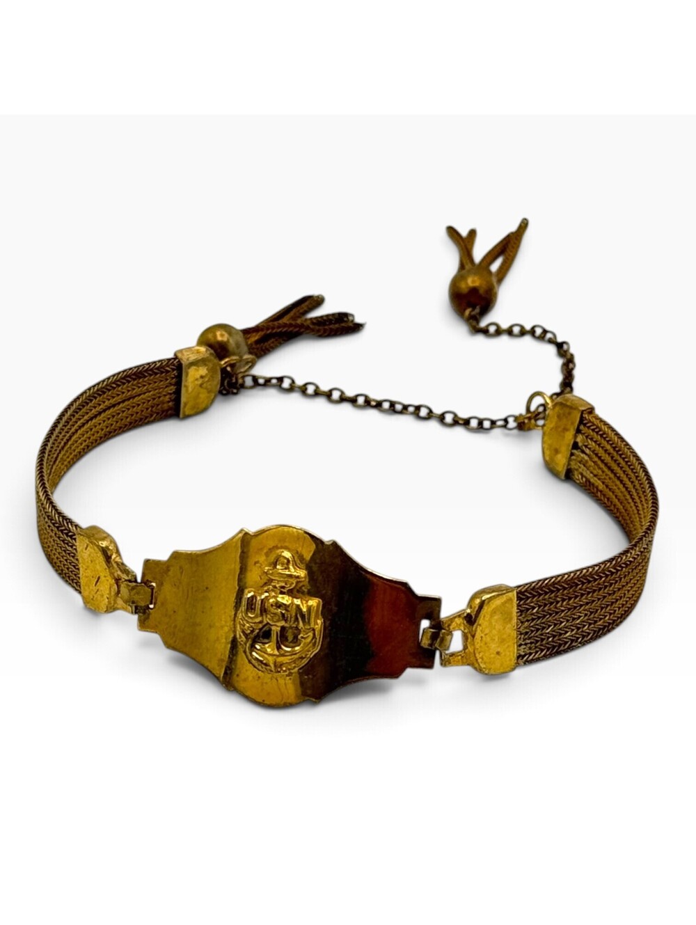 Vintage US Navy Gold-Wash Sterling silver Bracelet.